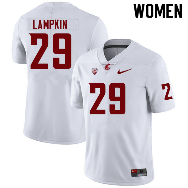 Women #29 Cam Lampkin Washington State Cougars College Football Jerseys Sale-White
